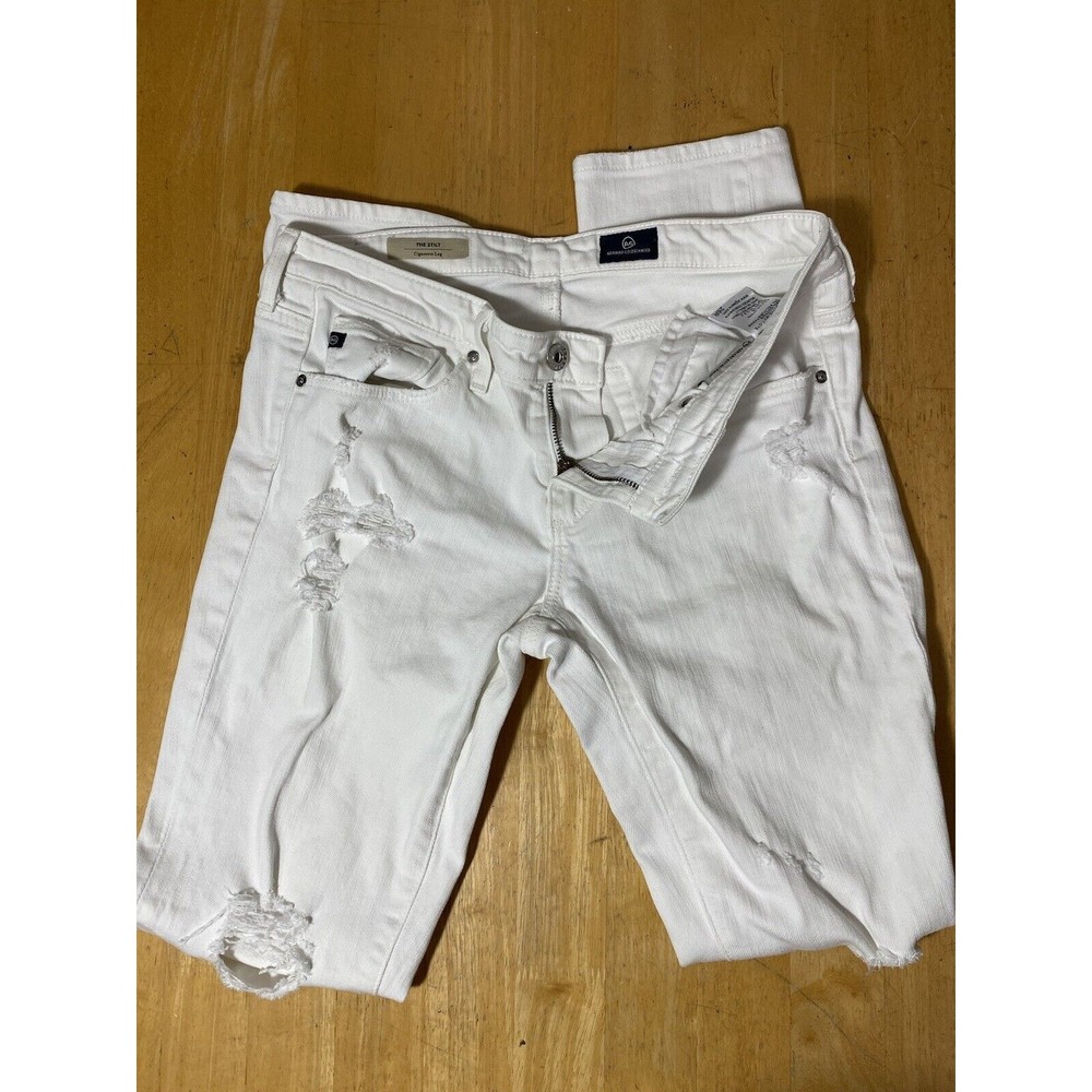 AG Adriano Goldschmied The Stilt Cigarette Womens 26R Low Rise white Jeans